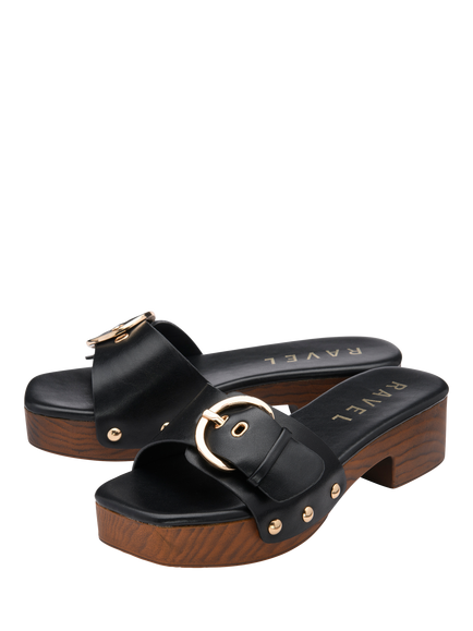 Ravel Risby Buckle Detail Clog Sandals, Black - view 2, Black