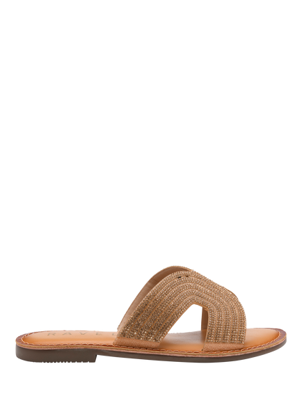 Ravel Wiske Leather Slider Sandals, Gold