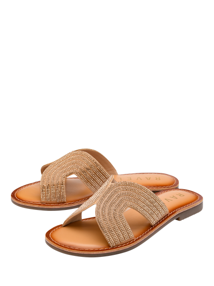 Ravel Wiske Leather Slider Sandals - view 2, Gold