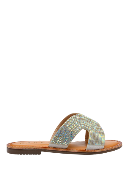 Ravel Wiske Leather Slider Sandals, Silver