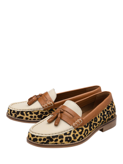 Ravel Airton Leather Tassel Loafers, Tan/Leopard - view 2, Tan/Leopard