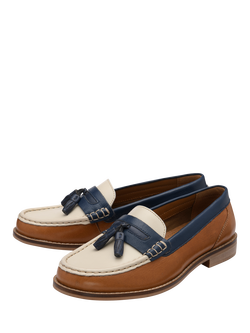 Ravel Airton Leather Tassel Loafers, Tan/Navy - view 2, Tan/Navy