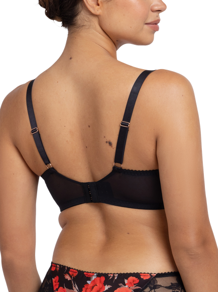 Dorina Anahi Floral Padded Demi Bra, Black/Multi - view 2, Black/Multi