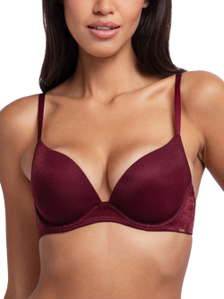 Dorina Origins Shimmer Mesh Push Up Plunge Bra, Berry Noir, Berry Noir