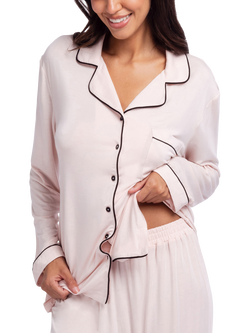 Dorina Charli Pyjama Top, Pink/Black, Pink/Black