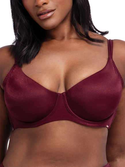 Dorina Origins Shimmer Mesh Non Padded Full Coverage Bra, Berry Noir, Berry Noir