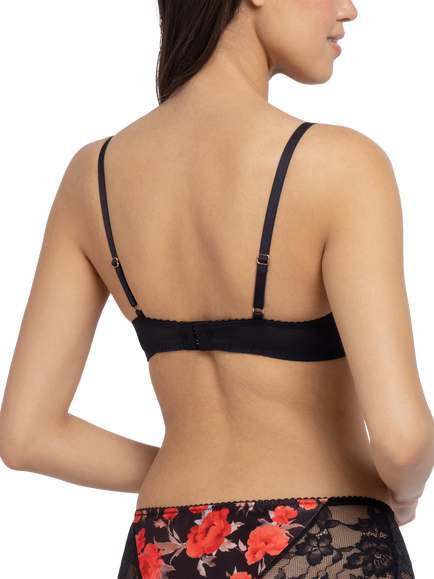 Dorina Anahi Floral Padded Plunge Bra, Black/Multi - view 2, Black/Multi