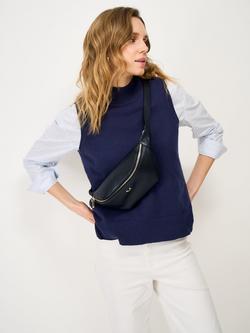 Crew Clothing Logo Leather Belt Bag, Black - view 2, Black