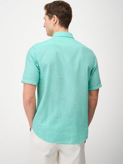 Crew Clothing Linen Blend Regular Fit Shirt, Turquoise Blue - view 2, Turquoise Blue