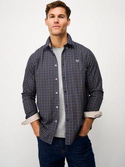 Crew Clothing Tattersall Check Cotton Twill Shirt, Navy Blue, Navy Blue