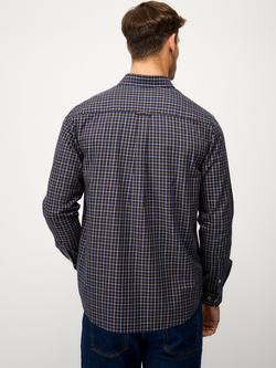 Crew Clothing Tattersall Check Cotton Twill Shirt, Navy Blue - view 2, Navy Blue