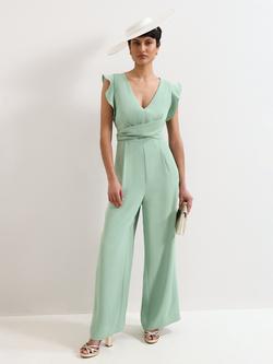 Phase Eight Petite Ayla Ruffle Jumpsuit, Green