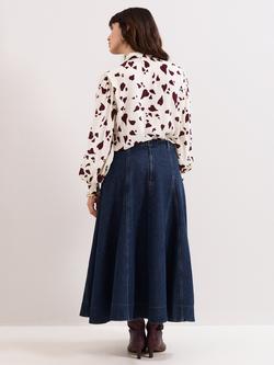 Phase Eight Thea Mid Denim Skirt, Dark Blue Wash - view 2, Dark Blue Wash