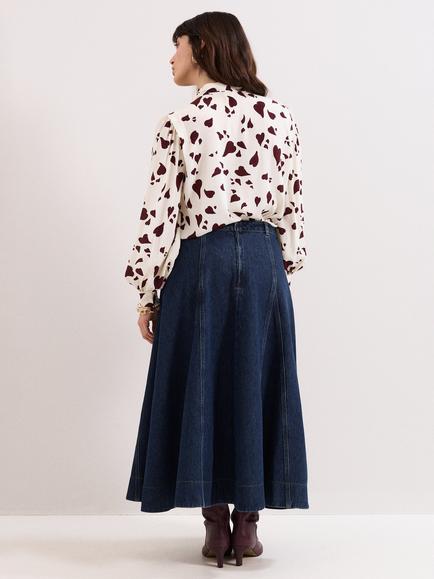 Phase Eight Thea Mid Denim Skirt, Dark Blue Wash - view 2, Dark Blue Wash