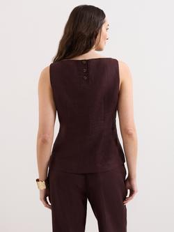 Phase Eight Isabelle Pure Linen Top - view 2, Brown