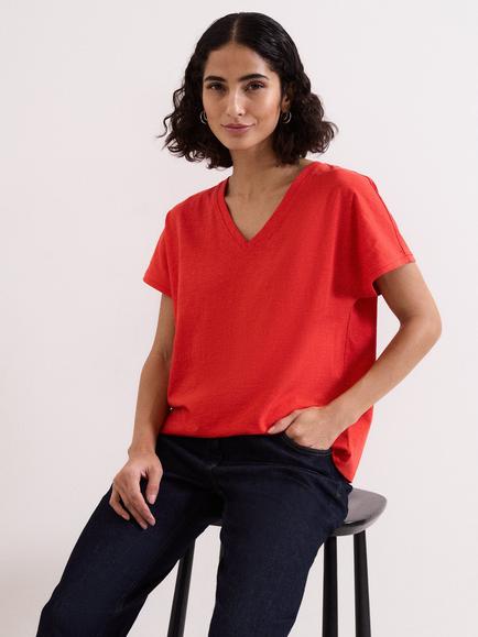 Phase Eight Saphiya T-Shirt, Coral