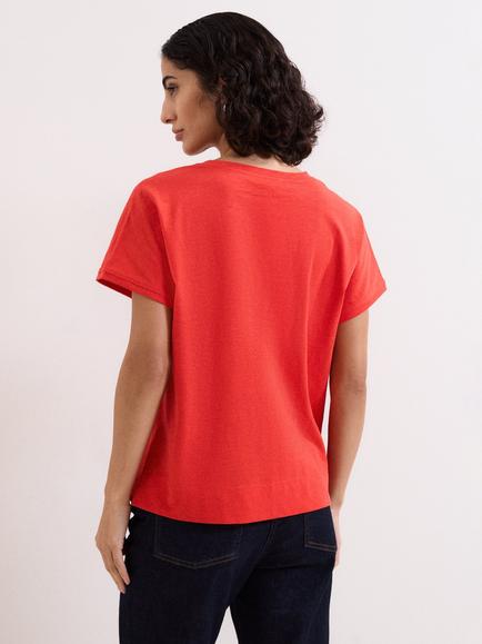 Phase Eight Saphiya T-Shirt - view 2, Coral