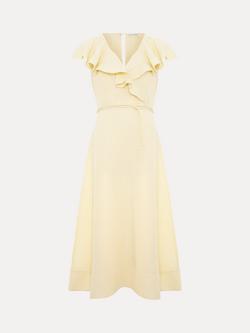 Phase Eight Matilda Ruffle Midi Dress, Pale Yellow, Pale Yellow