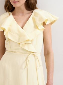 Phase Eight Matilda Ruffle Midi Dress, Pale Yellow - view 2, Pale Yellow