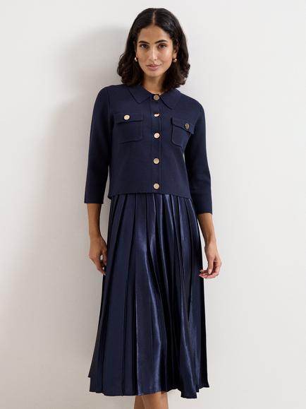 Phase Eight Penny Jacket Knit Dress, Navy, Navy
