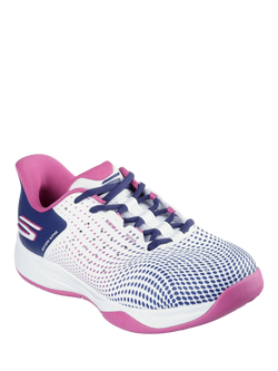 Skechers Slip-ins Relaxed Fit Viper Court Reload Trainers, White/Navy/Purple - view 2, White/Navy/Purple