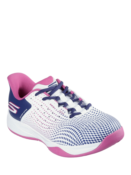 Skechers Slip-ins Relaxed Fit Viper Court Reload Trainers, White/Navy/Purple - view 2, White/Navy/Purple