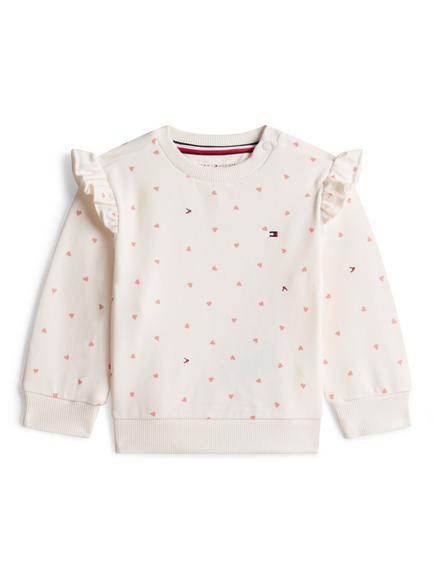 Tommy Hilfiger Baby Cotton Blend Heart Print Sweatshirt, White Natural, White Natural