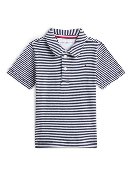 Tommy Hilfiger Kids' Short Sleeve Striped Polo Shirt, Blue/Multi, Blue/Multi