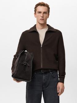 Mango Sala Zip Collar Cardigan, Chocolate, Chocolate