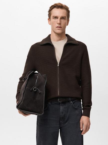 Mango Sala Zip Collar Cardigan, Chocolate, Chocolate