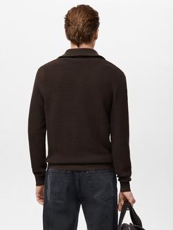 Mango Sala Zip Collar Cardigan, Chocolate - view 2, Chocolate