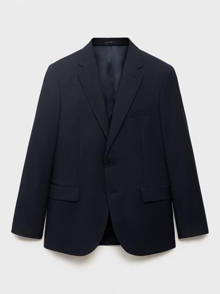 Mango Slim Fit Single Breasted Blazer, Navy, Navy