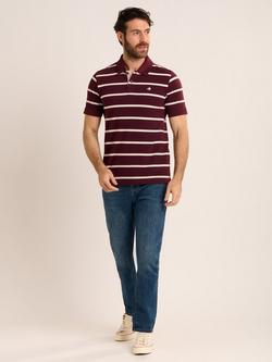 Brakeburn Seaham Stripe Polo Shirt, Burgundy, Burgundy