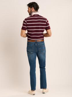 Brakeburn Seaham Stripe Polo Shirt, Burgundy - view 2, Burgundy