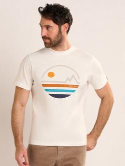 Brakeburn Mountfield Graphic Cotton T-Shirt, Cream, Cream