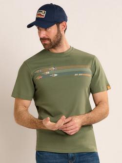 Brakeburn Nutley Graphic Cotton T-Shirt, Green, Green