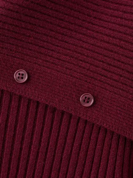 Mango Asymmetric Neck Ribbed Cardigan, Red - view 2, Red