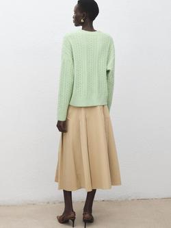 Mango V-Neck Cable Knit Cardigan, Aqua - view 2, Aqua