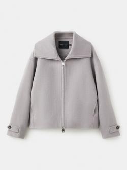 Mango Boxy Wool Rich Cropped Jacket, Grey, Grey