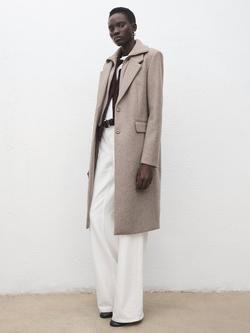 Mango Detachable Collar Tailored Coat, Brown, Brown