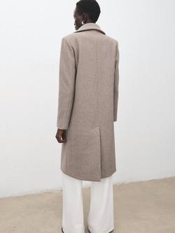 Mango Detachable Collar Tailored Coat, Brown - view 2, Brown