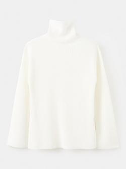 Mango Funnel Neck Ribbed Jumper, Off White, Off White