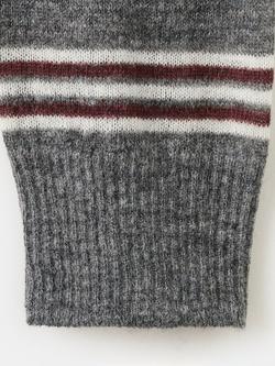 Mango Crew Neck Stripe Jumper, Mid Grey Melange - view 2, Mid Grey Melange