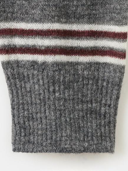 Mango Crew Neck Stripe Jumper, Mid Grey Melange - view 2, Mid Grey Melange