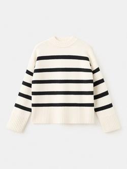 Mango Crew Neck Stripe Jumper, Raw, Raw