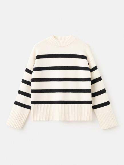 Mango Crew Neck Stripe Jumper, Raw, Raw