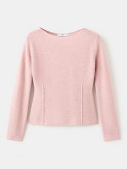 Mango Boat Neck Seam Detail Jumper, Pink
