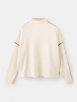 Mango Mock Neck Colour Contrast Jumper, Raw, Raw