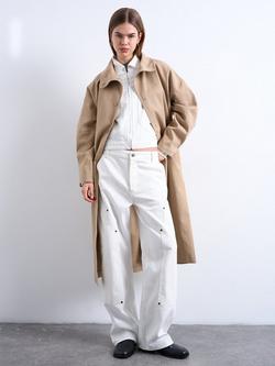 Topshop Funnel Neck Trench Coat, Beige, Beige