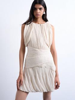 Topshop Drape Mini Dress, White - view 2, White